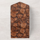 ブラウンフェイクレザーフローラ オールインワン招待状 (外側)