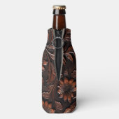 ブラウンフェイクレザー女性のカーボーイフローラ ボトルクーラー (ボトル裏面)