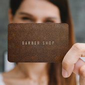 ブラウンフェイクレザー独占的理容師ヘアスタイリスト 名刺