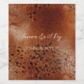 ブラウンフェイクレザー結婚ズ ワインラベル (シングルラベル)