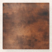 ブラウンフェイクレザー ガラスコースター (正面)