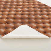 ブラウンフェイクレザー（レザールック） シェルパブランケット (3/4)