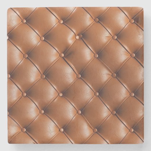 ブラウンフェイクレザー（レザールック） ストーンコースター (正面)