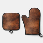 ブラウンフェイクレザー 鍋つかみ&鍋敷きセット (正面)