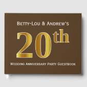ブラウンフェイク金ゴールド20周年結婚パーティー ゲストブック (正面)