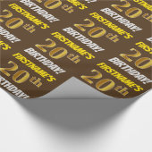 ブラウンフェイク/模造金ゴールド「20誕生日」 ラッピングペーパー (角)
