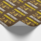 ブラウンフェイク/模造金ゴールド、「24誕生日」 ラッピングペーパー (角)