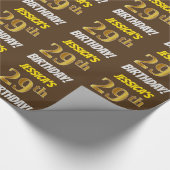 ブラウンフェイク/模造金ゴールド「29誕生日」 ラッピングペーパー (角)