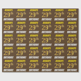ブラウンフェイク/模造金ゴールド「29誕生日」 ラッピングペーパー