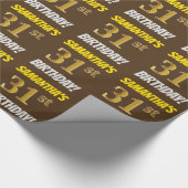 ブラウンフェイク/模造金ゴールド、「31番目の誕生日」 ラッピングペーパー (角)