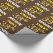 ブラウンフェイク/模造金ゴールド「38誕生日」 ラッピングペーパー (角)