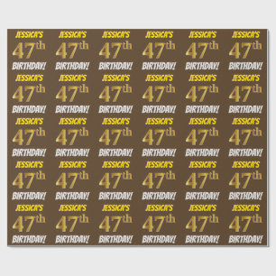 ブラウンフェイク/模造金ゴールド「47誕生日」 ラッピングペーパー
