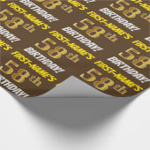 ブラウンフェイク/模造金ゴールド、「58誕生日」 ラッピングペーパー (角)