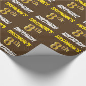 ブラウンフェイク/模造金ゴールド、「8誕生日」 ラッピングペーパー (角)