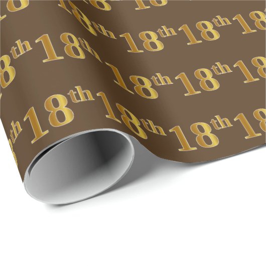 ブラウンフェイク、金ゴールド18番目(18番目)のイベント ラッピングペーパー (ロールコーナー)