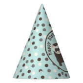 ブラウンフェレットミントグリーンパーソナライズされた誕生日 パーティーハット (左)