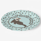 ブラウンフェレットミントグリーン水玉模様パーティー ペーパープレート (アングル)
