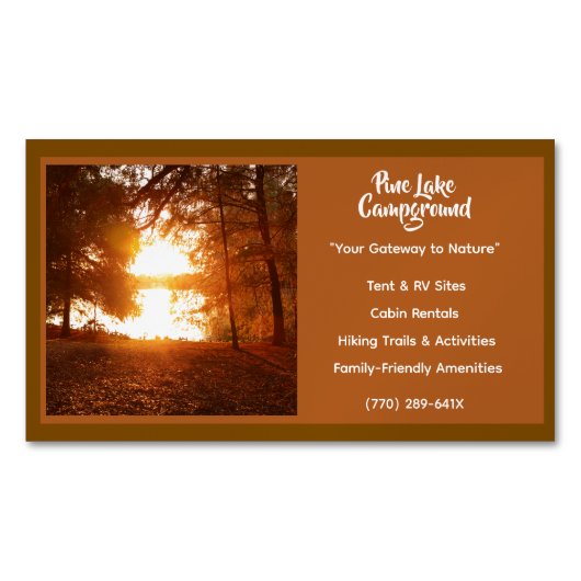 ブラウンフォレストキャンプグラウンドキャンプアウトドア マグネット名刺 (正面)