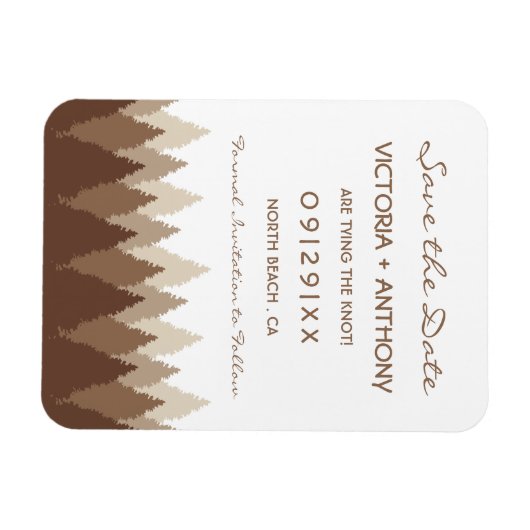 ブラウンフォレストレンジウッドランドウェディング日付を保存 マグネット (横)