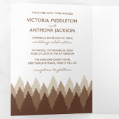 ブラウンフォレストレンジウッドランド結婚ズスイート 三つ折り招待状 (内部最初)