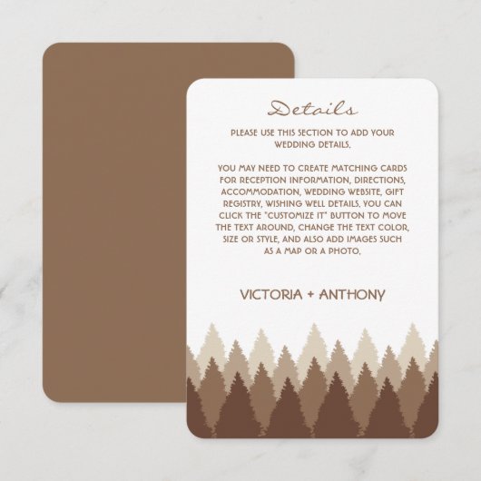 ブラウンフォレストレンジウッドランド結婚ズ詳細 エンクロージャーカード (正面/裏面)
