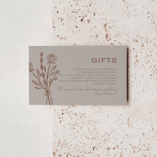 ブラウンフォーマルバラフローラウェディングギフト エンクロージャーカード