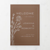 ブラウンフォーマルバラフローラ三折結婚式 プログラム (カバー)