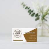 ブラウンフォーマルQRコードプロフェッショナル企業の モダン 名刺 (スタンド正面)