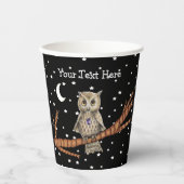 ブラウンフクロウかわいらしズアイクリスタルネックレスムーンスターズ 紙コップ (正面)