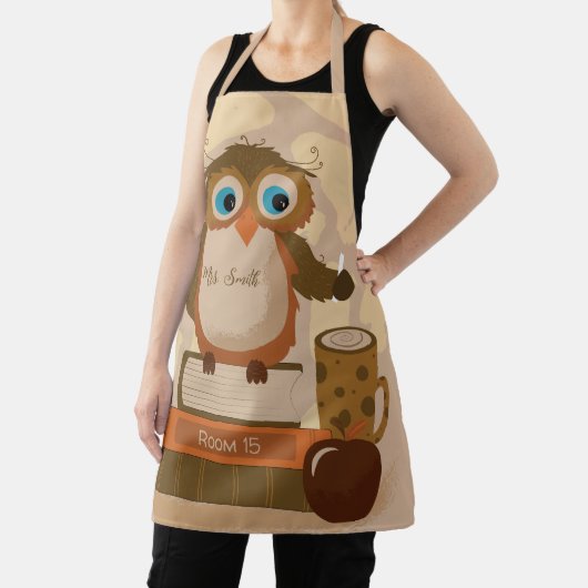 ブラウンフクロウオンブックス先生パーソナライズされたエプロン エプロン (インサイチュ)