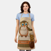 ブラウンフクロウオンブックス先生パーソナライズされたエプロン エプロン (着用した状態)