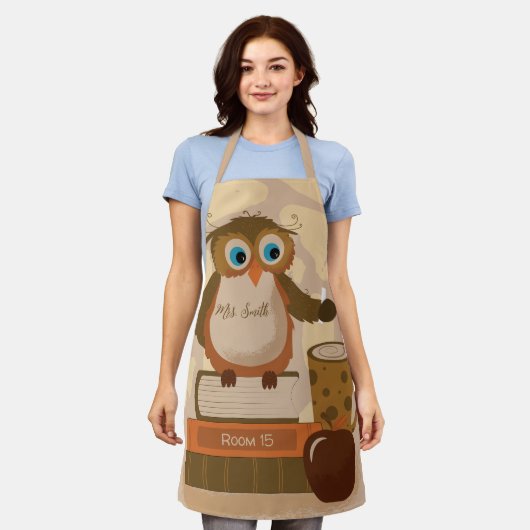 ブラウンフクロウオンブックス先生パーソナライズされたエプロン エプロン