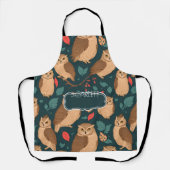 ブラウンフクロウレトロカラフルパタパーソナライズされたーン エプロン (正面)