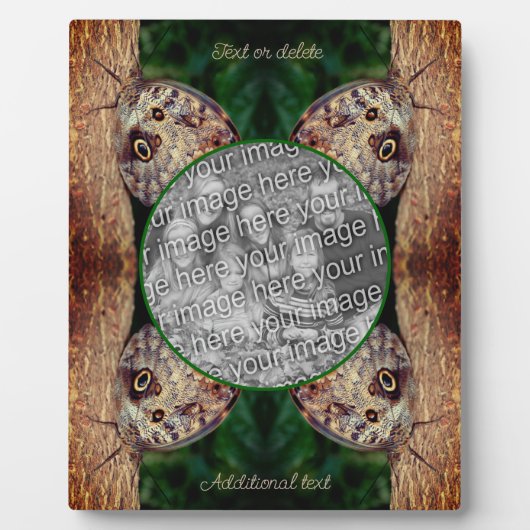 ブラウンフクロウ蝶が自分の写真を作成 フォトプラーク (正面)