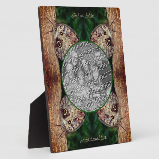 ブラウンフクロウ蝶が自分の写真を作成 フォトプラーク (側面)