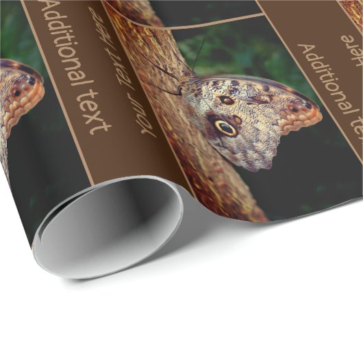 ブラウンフクロウ蝶自然 パーソナライズされた ラッピングペーパー (ロールコーナー)