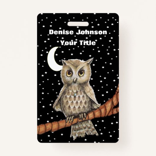 ブラウンフクロルゴールデンアイズブルーネックレススターズムーン バッジ (正面)