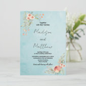 ブラウンフラワーグリーン結婚式招待状 招待状 (スタンド正面)