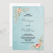 ブラウンフラワーグリーン結婚式招待状 招待状 (正面/裏面)