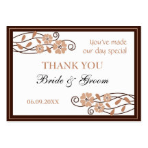 ブラウンフラワーズサンキュー結婚式の引き出物ギフトラベル