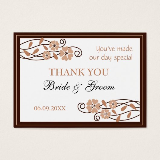 ブラウンフラワーズサンキュー結婚式の引き出物ギフトラベル (正面)