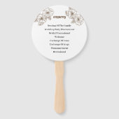 ブラウンフラワーパーソナライズされた結婚式 プログラム ハンドファン (裏面)