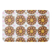 ブラウンフラワーピンク水玉模様フローラルパターン バスマット (正面)