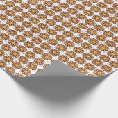 ブラウンフラワーピンク水玉模様フローラルパターン ラッピングペーパー (角)