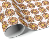 ブラウンフラワーピンク水玉模様フローラルパターン ラッピングペーパー (ロールコーナー)