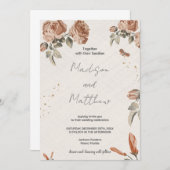 ブラウンフラワー結婚式招待状 招待状 (正面/裏面)