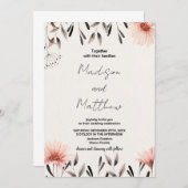 ブラウンフラワー結婚式招待状 招待状 (正面/裏面)