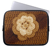 ブラウンフローラアーティザンクロシェプリントエレクトロニクスバッグ ラップトップスリーブ (正面)