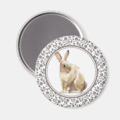 ブラウンフローライースターウサギ マグネット (正面/裏面)