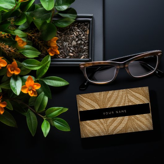 ブラウンフローラオーナメント金ゴールドレースブラックビップ 名刺